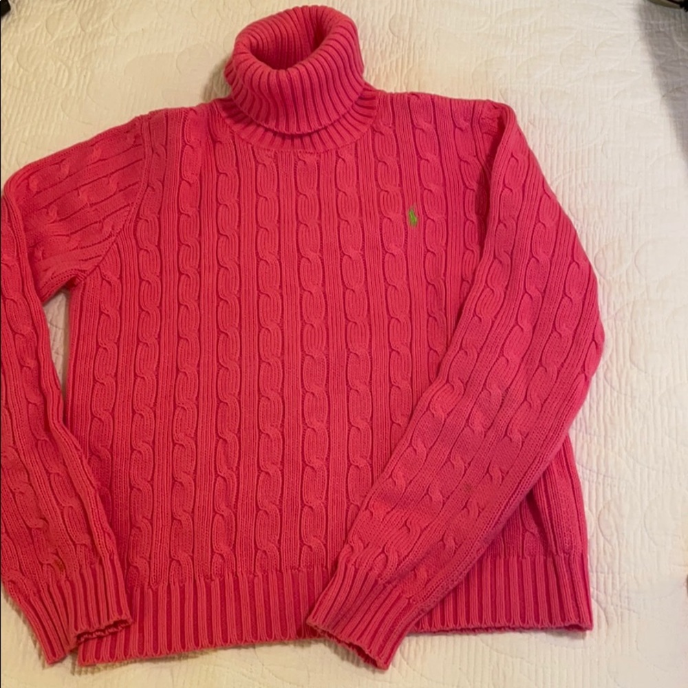 Ralph Lauren Sport pink cotton turtleneck sweater